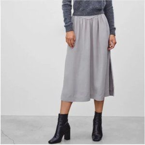 Aritzia Wilfred Gabrielle Midi Skirt Ashen Gray Pockets Pull On Slits Size M
